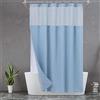 N&Y HOME Tenda da doccia a nido d'ape con fodera in tessuto a scatto e set di ganci, stile hotel, impermeabile e lavabile, tessuto pesante e finestra superiore in rete, 180 x 183 cm, blu