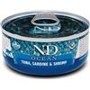 Cibo umido per gatti Farmina N&D Tonno, Sardina & Gamberetto 70 gr