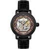 Thomas Earnshaw Mens 48mm Longcase Grande Skeleton Automatic Stormy Black Watch with Open Heart Dial and Genuine Leather Strap ES-8011-08