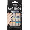 Ardell Nail Addict - Kit per unghie artificiali a pressione, punta francese multicolore, forma quadrata corta, 24 pezzi con colla, unghie finte acriliche alla moda per manicure fai da te