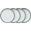 Denby - Set di 4 piatti piani Regency Green - Lavabile in lavastoviglie microonde stoviglie 26,5 cm - Verde, bianco ceramica gres - Piatti grandi resistenti a scheggiature e crepe