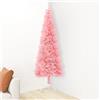 Tidyard Albero Natale Artificiale Sottile a metà Supporto Rosa 210 cm,Albero di Natale Artificiale ad Angolo con Supporto,Mezzo Albero di Natale da Parete,metà di Un Albero Normale,Mezzo Tondo