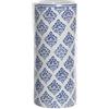 DRW Portaombrelli in porcellana rotonda con decorazione blu e bianca arabesco, 19 x 19 x 45 cm