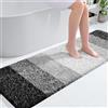 OLANLY Tappeto da bagno 140 x 50 cm, tappeto da bagno in microfibra extra morbido e assorbente, retro in gomma, ad asciugatura rapida, lavabile in lavatrice, per pavimento del bagno, vasca e doccia