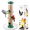 iBorn Mangiatoia per uccelli da appendere all'esterno, 6 porte, mangiatoia per uccelli cardinali, in alluminio, finitura verde, 35,5 cm, 6 porte (semi non inclusi)