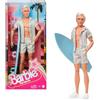 Barbie Il Film Ken, Bambola con Completo da Spiaggia a Righe Rosa e Verde Pastel