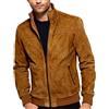 HiFacon Giacca da uomo in pelle scamosciata, stile bomber Varsity, stile casual, Pelle Scamosciata - Marrone, XL