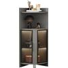 SBCWH Mobile Ad Angolo da Terra con Ante e Ripiani In Vetro Temperato, Mensole Espositive, Bagno, Cucina, Soggiorno, Camera da Letto, Mobile Laterale Alto con Luce a LED (Color : Black+black frame,