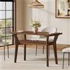 Tribesigns Tavolo da Pranzo 120 cm per 4 Persone, Tavolo da Cucina Rettangolare con 2 Ripiani di Stoccaggio e Gambe in Legno Massello, Stile Rustico per Sala da Pranzo & Soggiorno (Noce)