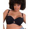 Curvy Kate Reggiseno a Balconcino con Ferretto Boost Me Up Imbottito da Donna Lingerie Lingerie Nera Coppa Taglia D-J, Nero, 3H