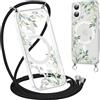 Yoedge Magnetica Cover con Cordino per iPhone 17 6,3 Compatibile con MagSafe, Custodia con Corda Collana Tracolla Laccio, Trasparente TPU Silicone Antiurto Case con Aesthetic Disegni Fiori,02