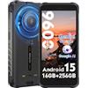 Ulefone RugKing 2025 Rugged Smartphone 9600mAh,16GB+256GB/2TB Android 15 5.99 Pollici HD+ 120Hz 50MP+8MP AI Telefono Impermeabile 126dB Sbloccato Altoparlante,Torcia/OTG/NFC/GPS IP68/IP69K