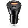 Generico Caricatore Auto USB-C + QC 3.0 con Ricarica Rapida, Accendisigari 2 Porte per Smartphone, Tablet e Dispositivi USB, Compatto, Sicuro e Potente