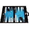 Wycliffe Brothers Set di Backgammon da torneo Pelle di Coccodrillo Nera con Campo Blu - Gen III