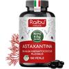RAIBU Astaxantina Pura - 80 mg (equivalenti a 8 mg di astaxantina) dall'alga Haematococcus pluvialis - 180 Capsule: scorta per 6 mesi - Potente antiossidante, senza stearato di magnesio, senza OGM