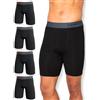 FM London Boxer Uomo Bamboo a Gamba Lunga Confezione da 4 - Boxer Uomo Lunghi Super Morbidi, Anti-Sfregamento, Traspiranti, con Apertura Frontale a Fessura