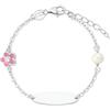Turmalina by martina, Bracciale ID in Argento Sterling 925 con Placca e Motivi Floreali, 11 cm