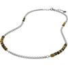 10:10 Collana Uomo Donna Pietre Naturali 4 mm, Regolabile,Catena Veneziana Acciaio Inox, Confezione Regalo Inclusa (Occhio Tigre Giallo)