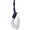 81stgeneration Collana Hei Matau in Stile Maori | Ciondolo in Osso Intagliato a Mano | Gioielli da Surfista da Donna e da Uomo | Collana Hawaii con Cordino Nero e Amo da Pesca in Osso