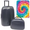 WELL HOME MOBILIARIO & DECORACIÓN Set di valigie trolley + beauty case abs inserisci una custodia protettiva flour, multicolore, Set valigia Trolley + trousse con custodia protettiva