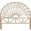 DRW Testiera per letto da 135 a 150 cm, in rattan, a forma di sole, con gambe, 153 x 3,5 x 138 cm