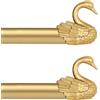TANGWIN Confezione da 2 aste per tende dorate da 71 a 120 cm, aste per tende resistenti da 2 cm con staffe, set di aste per tende regolabili, terminali decorativi a forma di cigno, aste singole per