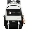 FANDARE Cartelle Donna Uomo Zaino Casual Zainetto Ragazza Zaino Scuola Zaino Università con un ciondolo carino Ragazza Cartella Daypack Zainetti per bambini Borsa zaino Adolescenti Backpack Nero