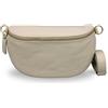 Adel Bags ADEL - Marsupio da donna in vera pelle, Emma oro, fatto a mano, borsa a tracolla con larghezza opzionale, con motivo elegante, made in Italy, Beige-oro 1, m, Tracolla