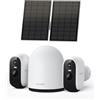 WUUK Telecamera di sorveglianza per esterni, batteria solare, 2 K, kit per esterni, memoria locale, 32 G, supporta Alexa/Google Home/8 Camera, compatibile con WiFi 2,4 G/5 G, rilevamento intelligente,