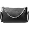 Michael Kors Jet Set Borsa a Tracolla Media Catena Borsa A Tracolla Nero Pelle Saffiano Pouchette Argento, nero, Medium