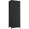 Somdot Cassettiera Camera da Letto in Tessuto, Mobiletto Salvaspazio, Settimino per Soggiorno, Studio, Cameretta, Ingresso, 30P x 42l x 114,5H (5 Cassetti), Nero