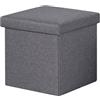 PINPLUS Pouf con Contenitore Pieghevole, Cubo in Tessuto Lino, Poggiapiedi Salvaspazio per Camera da Letto, Soggiorno e Ingresso, 30x30x30 cm, Grigio