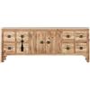 DRW Credenza mobile TV stile orientale naturale 130 x 24 x 51 cm
