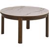 AC Design Furniture Ea - Tavolino rotondo da caffè, piano in ceramica lucidata, struttura in legno di quercia laccato, Ø 90 x 45 cm