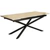 DRW Tavolo rettangolare estensibile in melammina effetto marmo travertino e metallo in nero e beige 76x240x90 cm