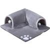 Generic Letto a tubo a tunnel per gatti - Grotta lavabile per letto per gatti, Tappetino per letto a grotta per gattini | Tunnel per gatti portatili in peluche con tappetino e palla sospesa, letto a tunnel pe