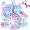 BELEEV Pattini a Rotelle per Bambini, Pattini Roller Ajustabili con 8 Ruote LED Luminose e Lacci per Principianti Ragazzi Ragazze, Sicuri Divertenti, Regalo di Compleanno e Natale - Purple S