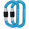 NewDoar Moschettone professionale da arrampicata certificato CE e UIAA, 25 KN, moschettone resistente a forma di O per Rappelling (blu/chiusura a vite/2 pezzi/25KN)