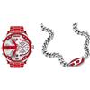 Diesel Mr Daddy 2.0 Orologio e collana da uomo - movimento a due lancette, acciaio smaltato rosso