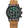 DAXIAOYU Argento Blu Orologio Al Quarzo Degli Uomini Casual Cronografo Orologio Da Polso con Cinturino In Pelle Lancette Luminoso Data Automatica Relogio Masculino, Verde, Lusso