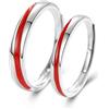 Calefee Anelli Filo Rosso Coppia, Anello Lui e Lei Personalizzabili Argento 925 Regolabili Anello a Fascia Semplice con Smalto Rosso