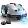 YARDCARE V100 Robot Tagliaerba a Batteria con Navigazione Visiva, Taglio a Spirale, Rilevamento di 150 Ostacoli, Robot Tosaerba Elettrico Fino a 150m², Robot Tosaerba Eelettrico con Lame di Ricambio