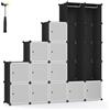 SONGMICS Armadio a Cubi, Guardaroba Componibile di Grandi Dimensioni ad Incastro, con Ante e Barre Appendiabiti, Scomparti di 35 x 35 x 35 cm, per Camera da Letto, Nero Inchiostro LPC301B01