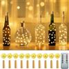 PChero Luci per bottiglie di vino con tappo di sughero e timer remoto, confezione da 10, 20 LED, 2 m