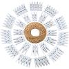 jijAcraft 100 mollette per biancheria in legno, mini clip, in legno, 3,5 cm, con 30 M, spago di iuta per foto, decorazione, tempo libero creativo (Bianco)