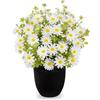 Oairse Fiori di margherita artificiali pianta in vaso finta seta margherite fiori piante in vaso nero finto bianco margherita primavera composizione floreale decorazione casa ufficio bagno mensola
