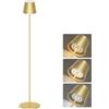 Coinmit Lampada da terra a LED con batteria, lampada da terra dimmerabile, piantana da terra senza fili ricaricabile, adatta per interna ed esterna, soggiorno, balcone, ecc. Oro