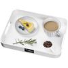 MAR·WENSED Vassoio da portata in plastica con manici rettangolare in bianco, 32 x 26 cm, vassoio per la colazione riutilizzabile, salumi, alimenti, snack, piatti da dessert, utilizzato in camera da letto, cucina
