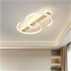 LUOLONG Plafoniera a LED Lampada da soffitto dimmerabile Lampada da soggiorno in legno 55w con telecomando Lampada da soffitto a 2 anelli circolare in bambù Lampada da camera bianca Studio Ufficio 60 cm