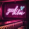 Lnopever Good Vibes Targa al neon,Insegna al Neon Led Personalizzata,USB, luce al neon, decorazione da parete a LED,Parete Scritta Luminosa Personalizzata per Feste Compleanno Matrimoni Negozi Bar (Rosa 2)